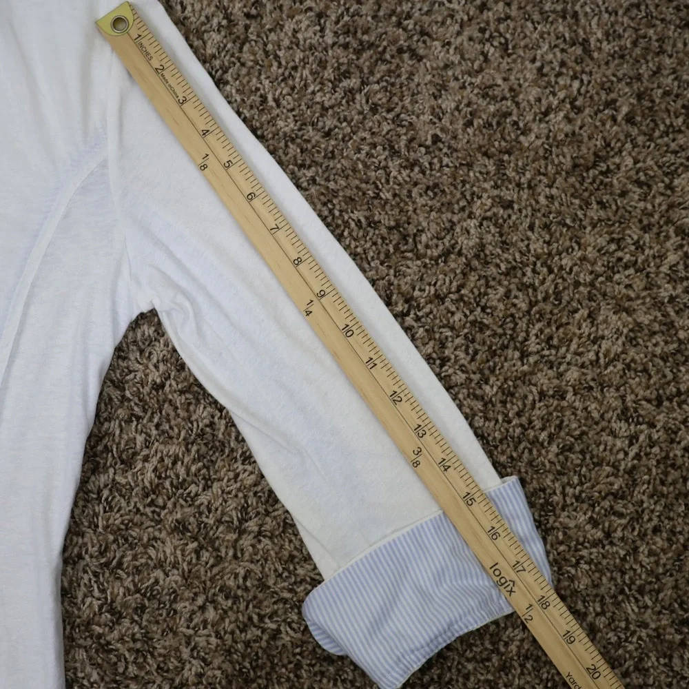 Free People‎ We The Free Blazer Size Medium Coastal Ruched Pocket White Linen